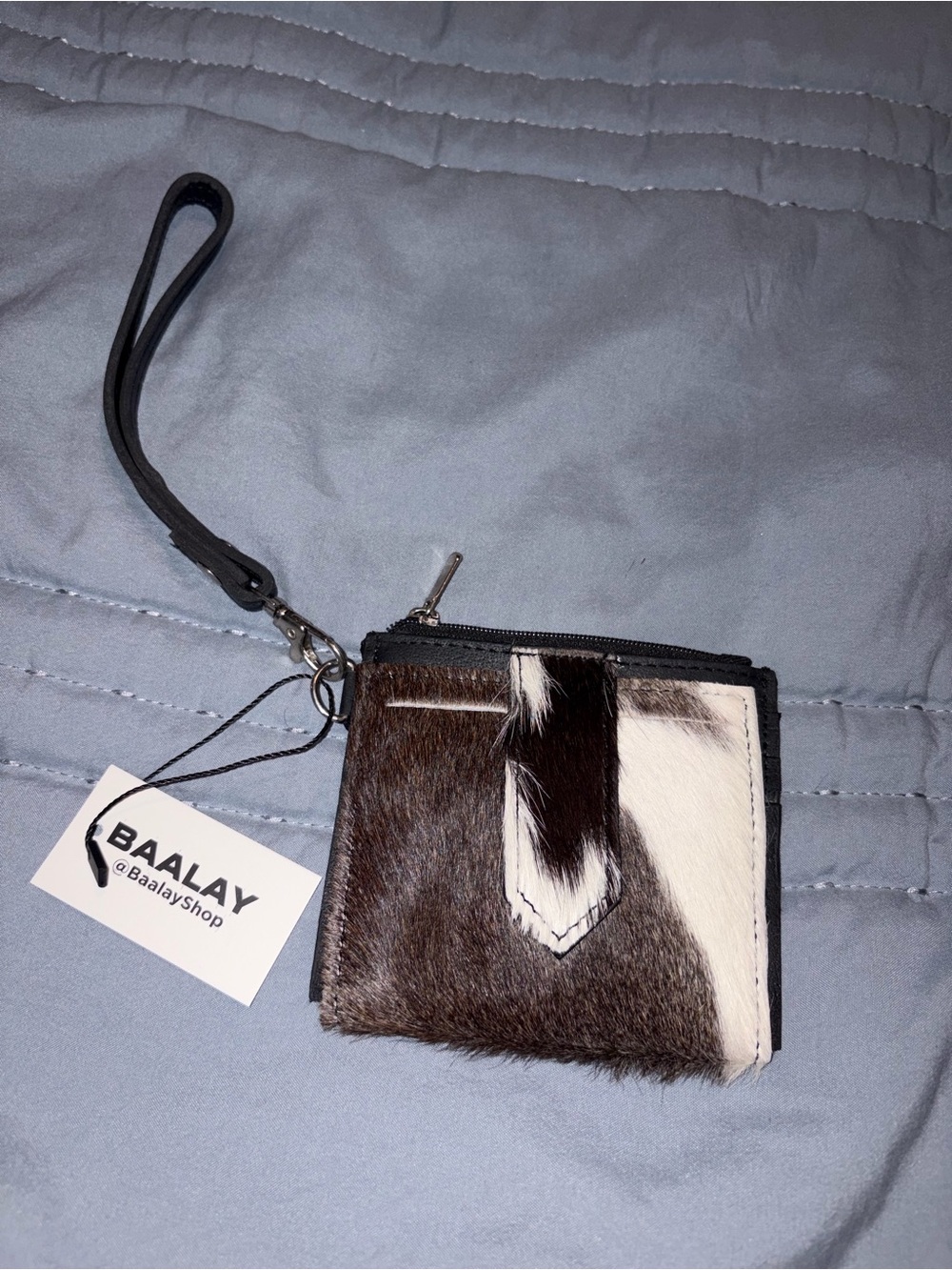 Baalay new Brown & White Haircalf Leather Wristlet Wallet